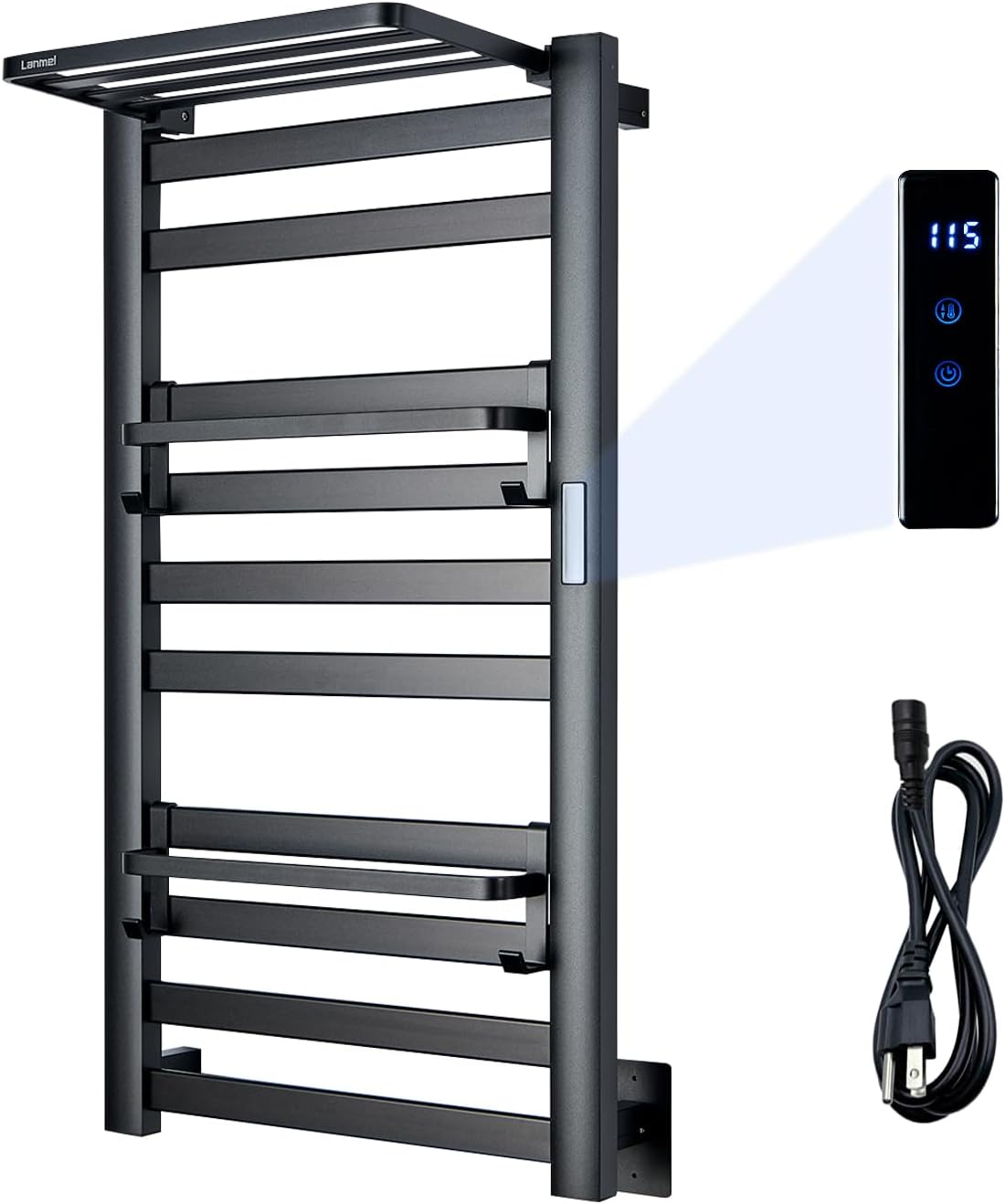 2 in 1 Towel Warmer Rack & Towel Rack Wall,10 Bars Electric Wall - B0DSKYMKQH