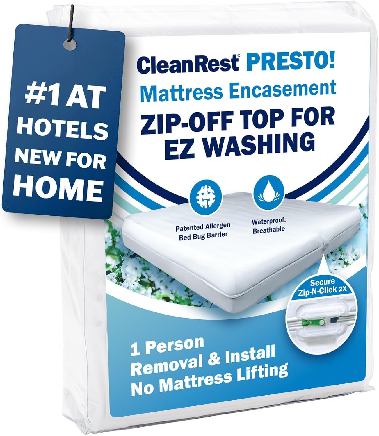 CleanRest Presto! Zip-Off Top Mattress Encasement – Hypoallergenic, Waterproof, Bed Bug Proof Protector - B0DVDXZG1D