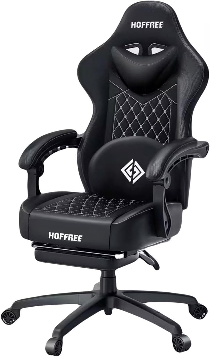 Gaming Chair with Bluetooth Speakers and RGB LED Lights Ergonomic Massage Video Game - B0DWDPXZNT