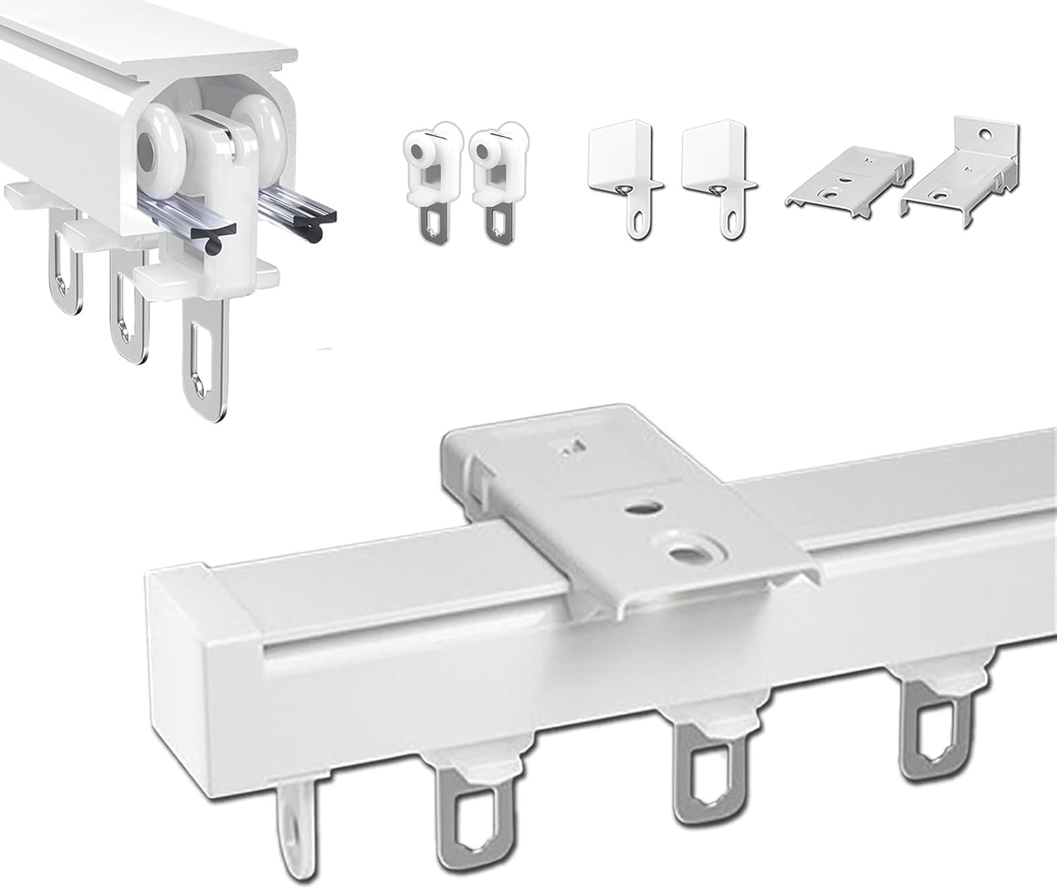 Heavy Duty Curtain Track Ceiling Mount, Home Commercial Straight Curtain Rail Room Divider, - B0DT4D5BYV
