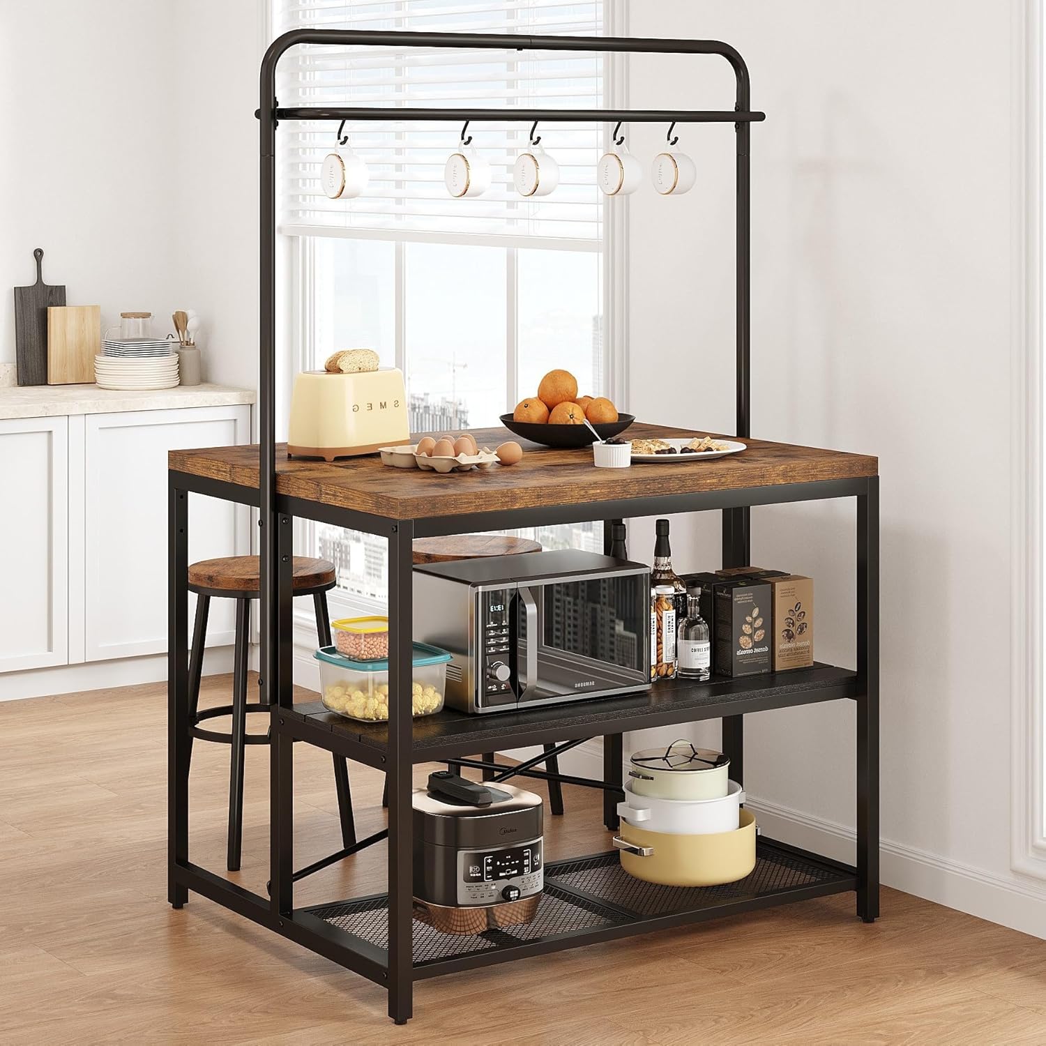Kitchen Island, Kitchen Island with Storage, Bakers Rack, Island Table for Kitchen, Bakers - B0DW93J5LY