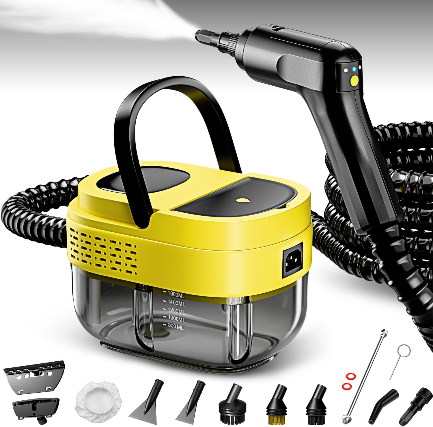 Steam Cleaner,2500W Steamer for Cleaning,15s Heat-Up,1.6L Tank,3-Level Adjustable Handle,Portable Steamer for Cleaning with - B0DP8BKF5N