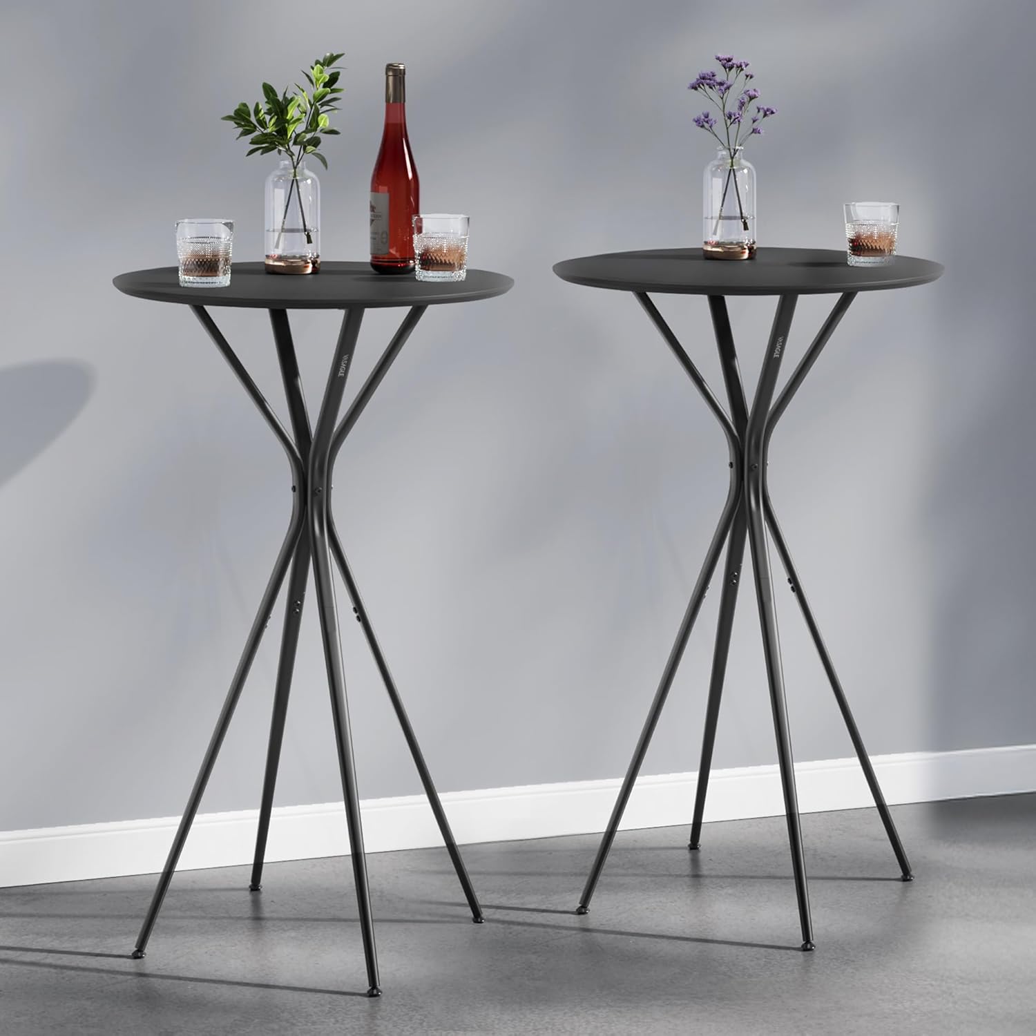 VASAGLE Set of 2 Bar Table, Round Cocktail Table, High Top Pub Bistro - B0DT9N7Q4G