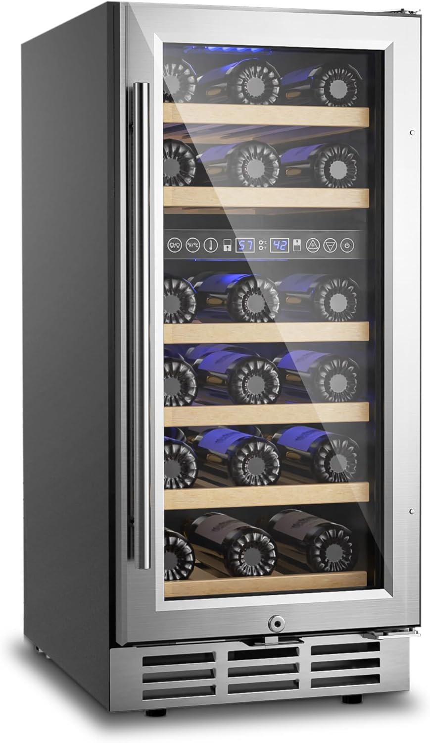 15 Inch Wine Cooler Refrigerator, 30 Bottle Wine Fridge Dual Zone, Wine Fridge - B0DY6L9C65