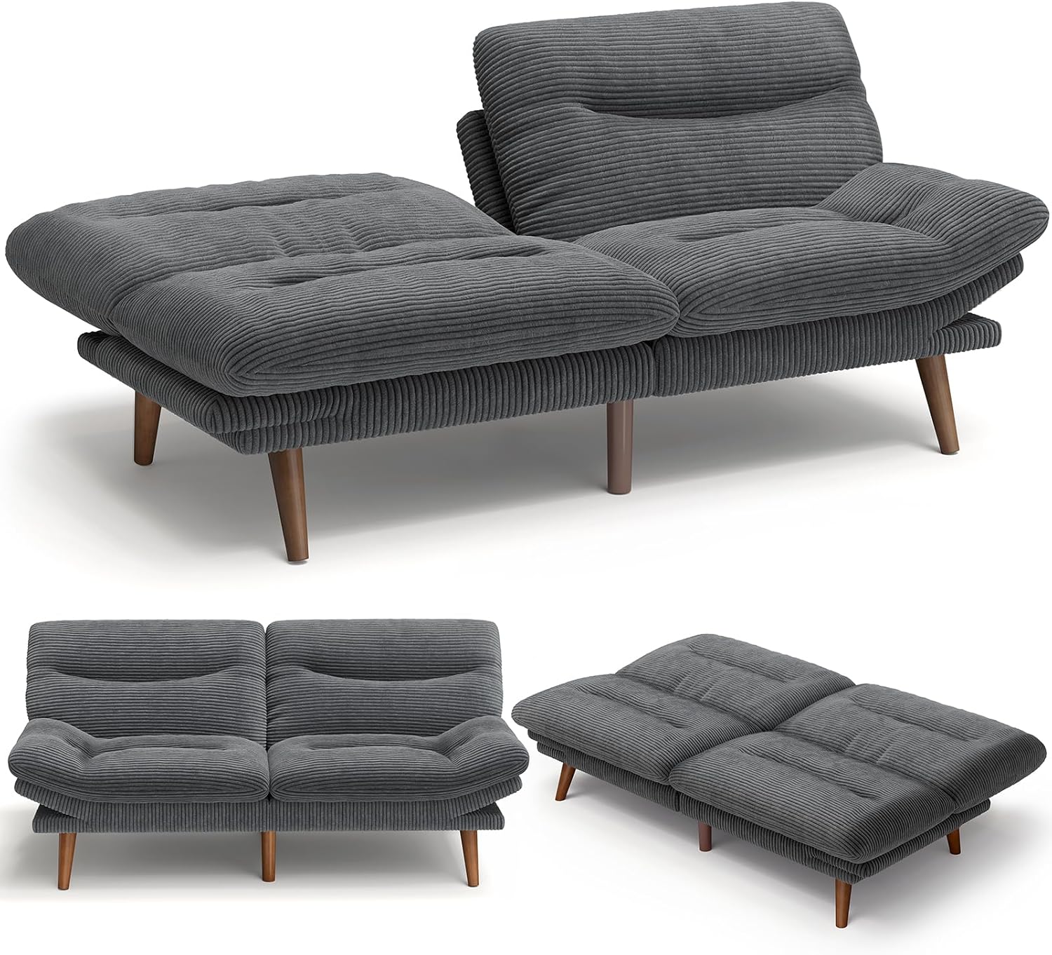 AMADA HOMEFURNISHING ,75? Convertible Futon Sofa Bed,Loveseat with Adjustable Backrest & Armrests,Folding Futon - B0DXT1W6BC