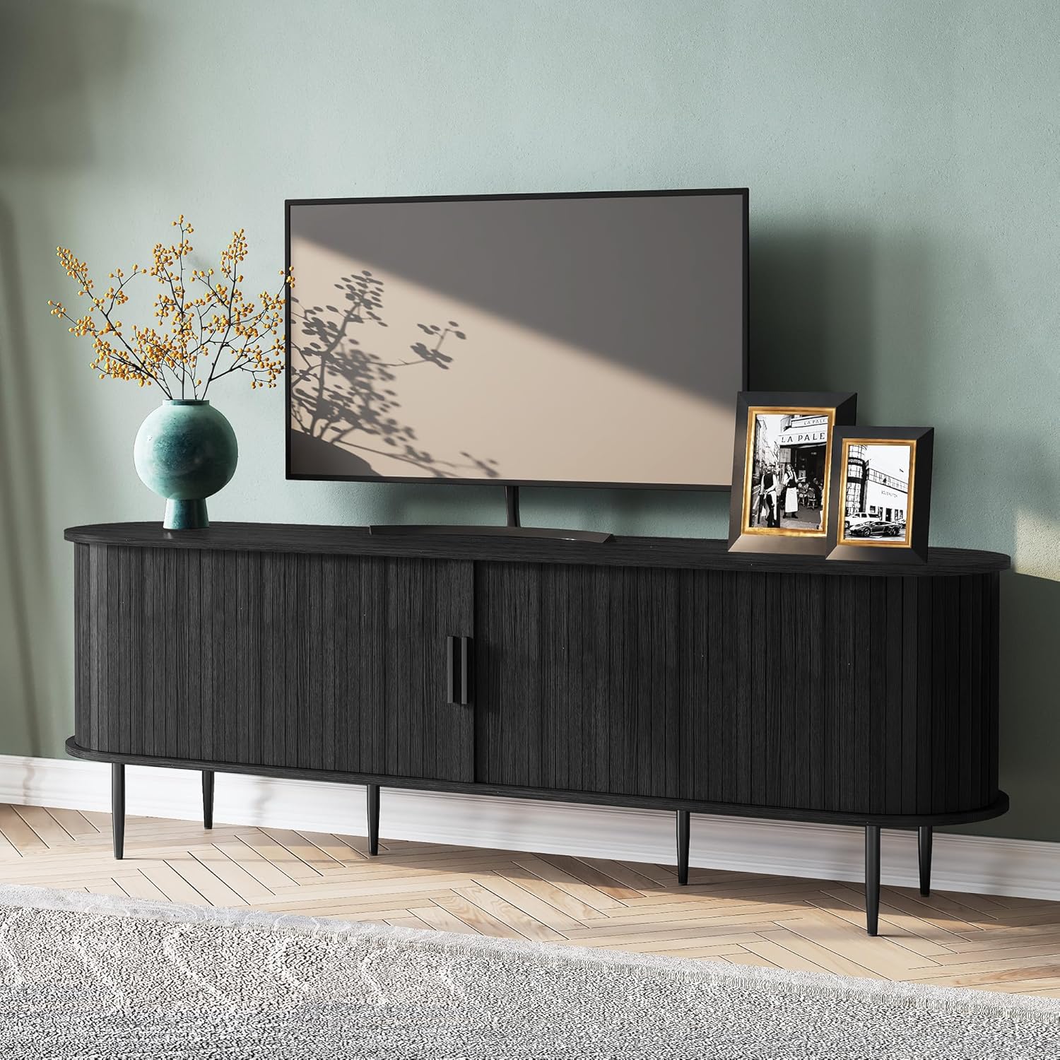 ARTPOWER 70" Modern TV Stand with Tambour Door for TVs up to 80", - B0DYDY2827