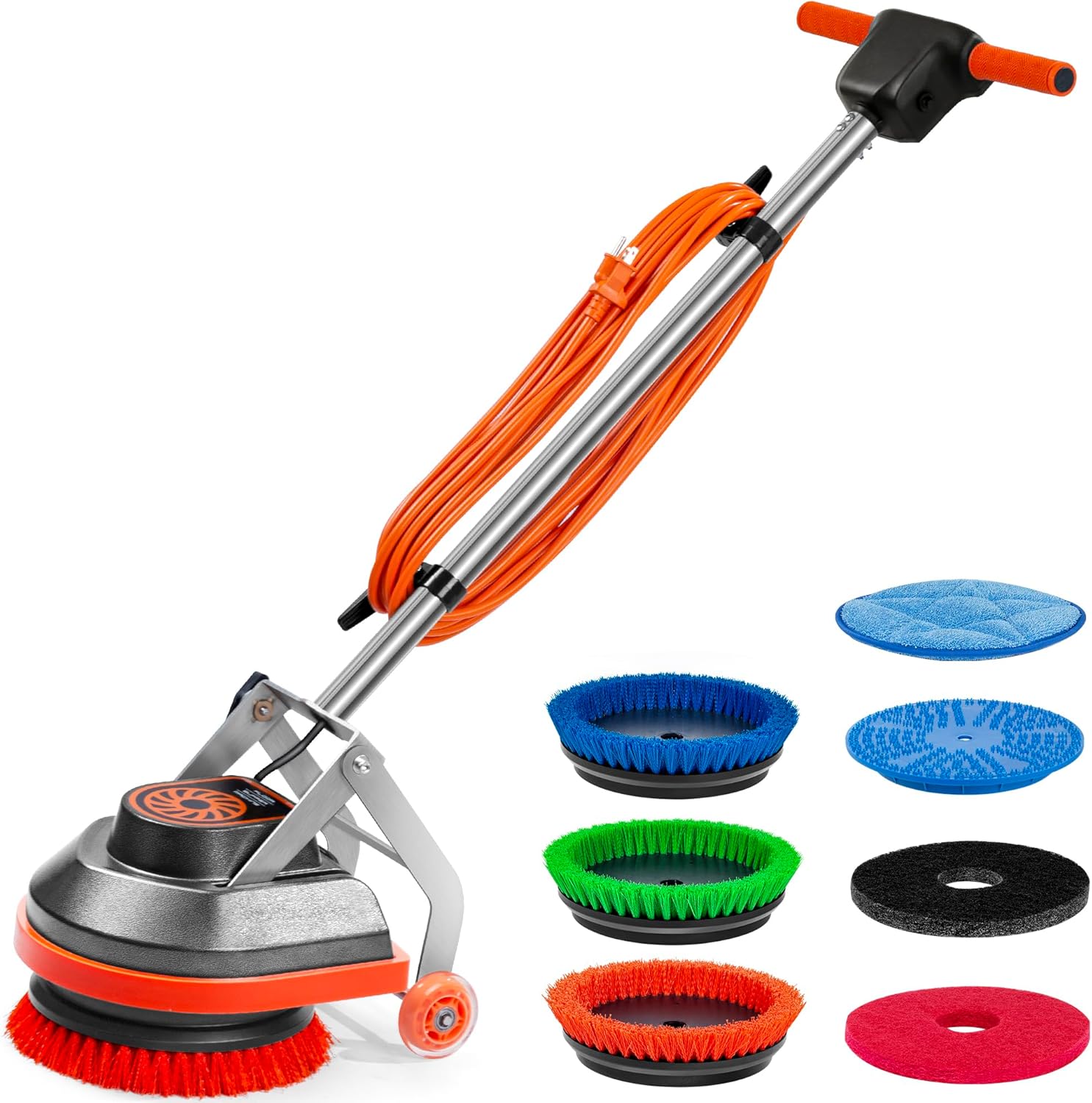 Commercial Floor Scrubber Machine with Brushes and Pads, Heavy Duty Floor Cleaner Buffer - B0DXCV42VC