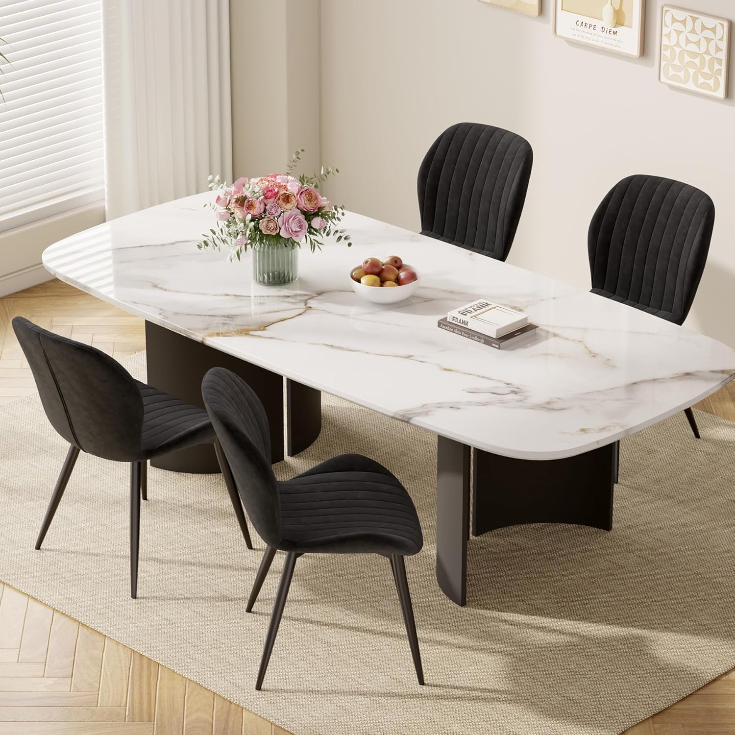 Dining Chairs Set of 4, Modern Velvet Dining Room Chairs with Thick Cushions, - B0F2HM3QN9
