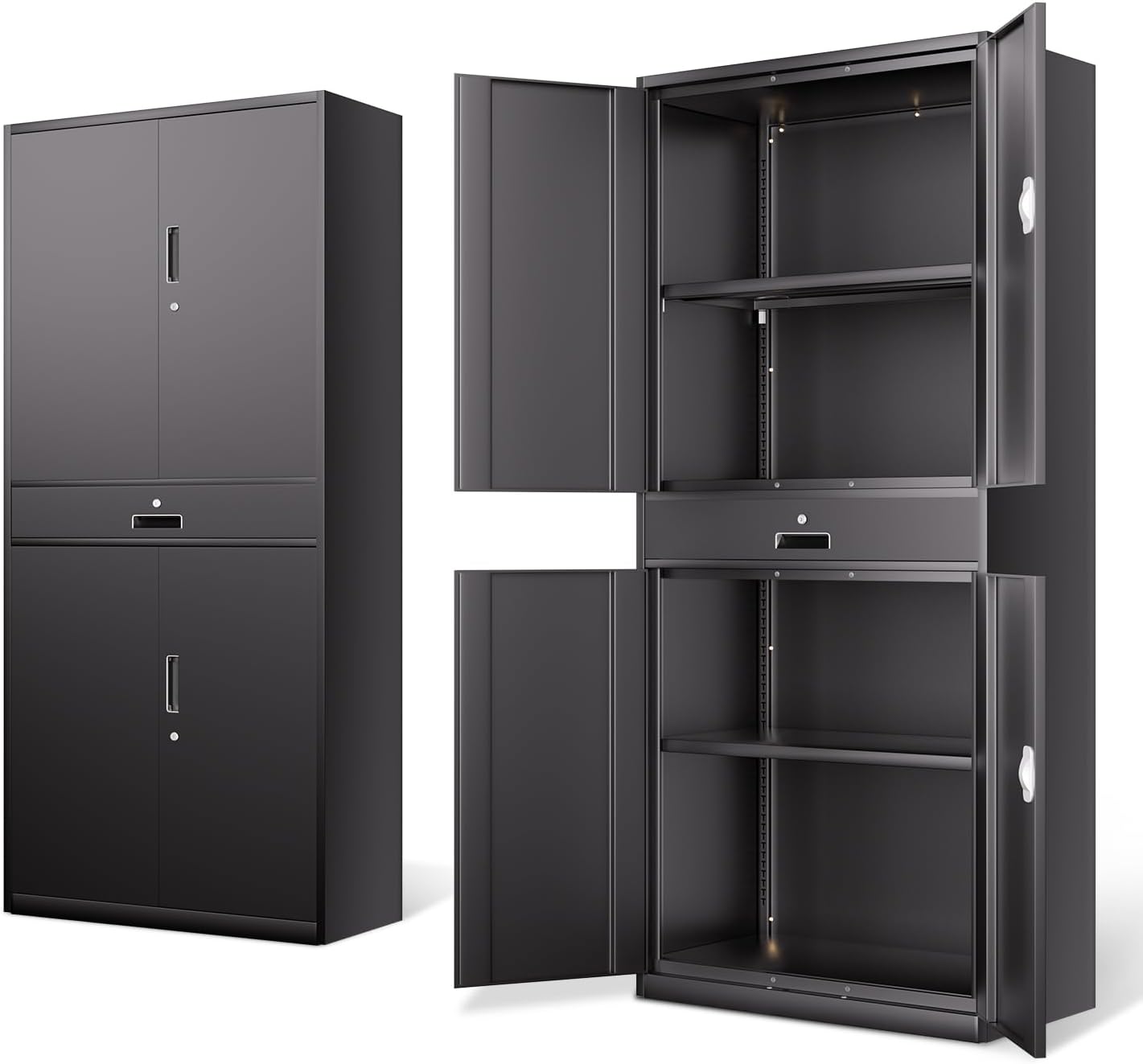 DNA MOTORING 71'' Metal Storage Cabinet, Locking Tool Cabinet with 1 Drawer and - B0DX1QCWNB