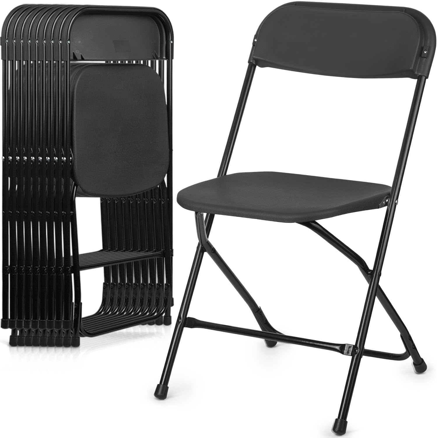 Folding Chairs 10 Pack, Heavy-Duty Plastic Foldable Chairs with Sturdy Metal Frame, 350 - B0DX8NFDQK