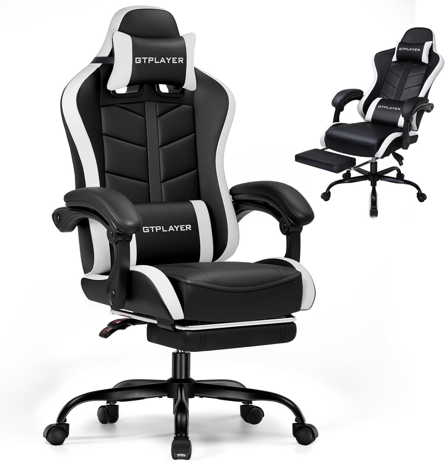 GTPLAYER Gaming Chair with Footrest, Ergonomic Game Chair for Adults and Kids, Adjustable - B0F2HP9C6S