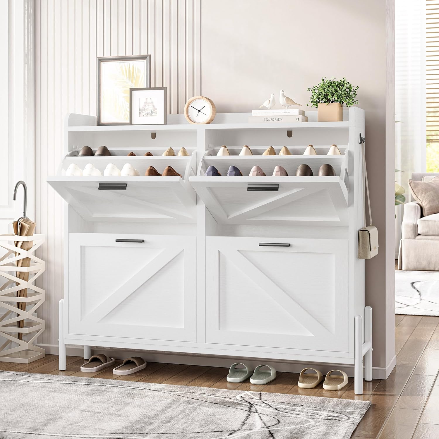 IRONCK Shoe Storage Cabinet with 4 Flip Drawers, Shoe Cabinet Storage for Entryway, - B0DZ6LMCGY