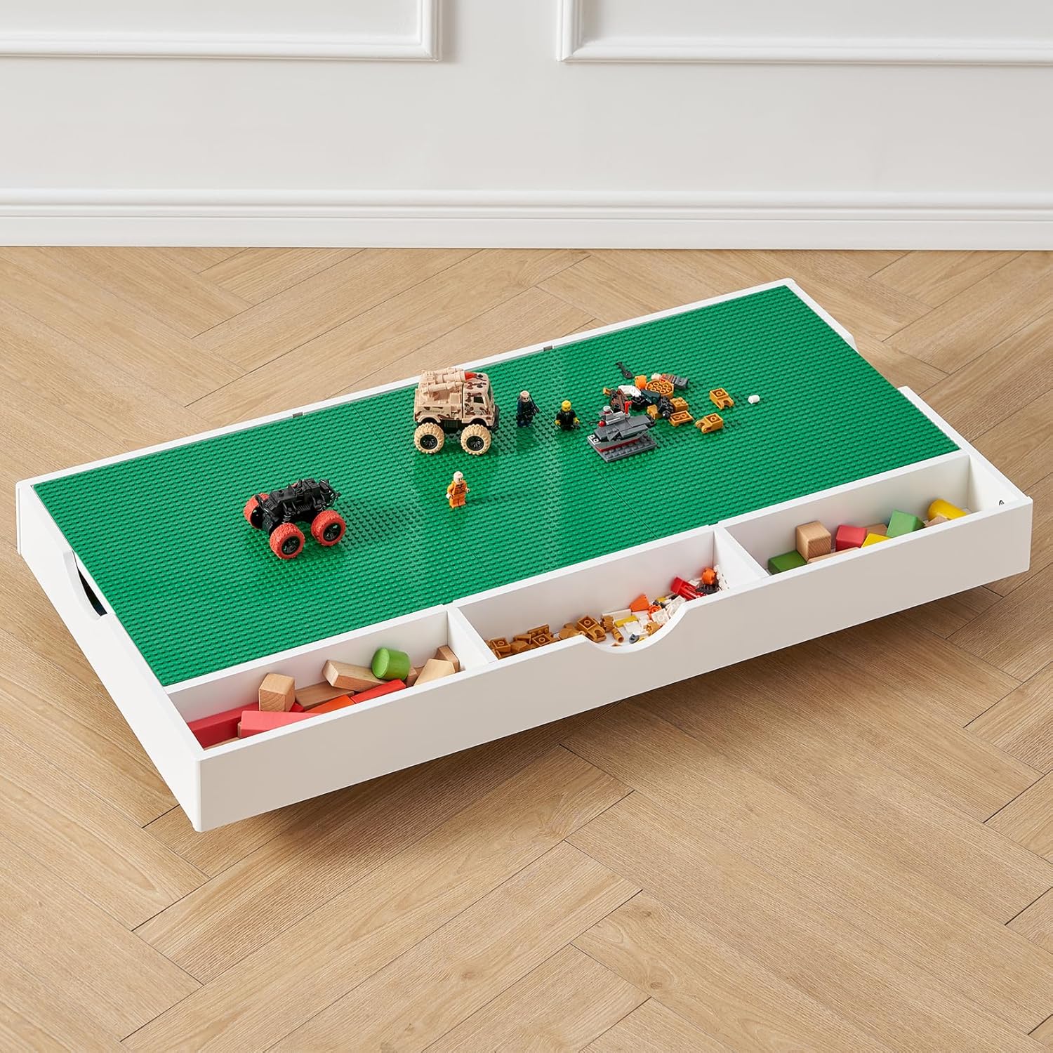 Lego Table with Storage, 3 in 1 Construction Play Table Compatible with Lego, - B0DZVG9HD9